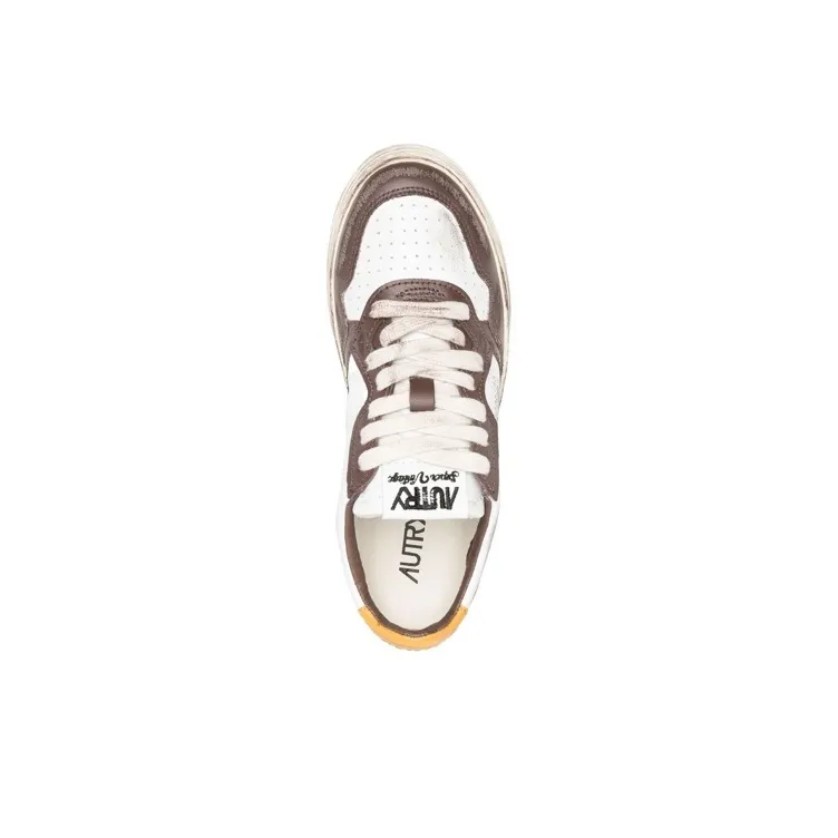 AUTRY Medalist Low Super Vintage Sneakers 'White Brown Yellow' Women's-3