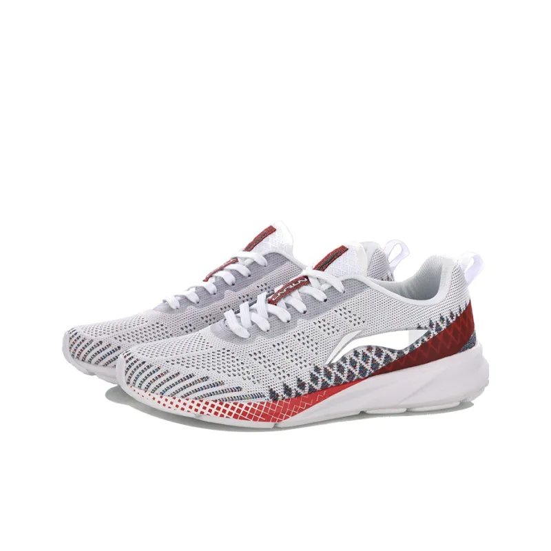 LiNing Cushioned Wear Resistant Lightweight Low Top Running Shoes Women's White Red-2