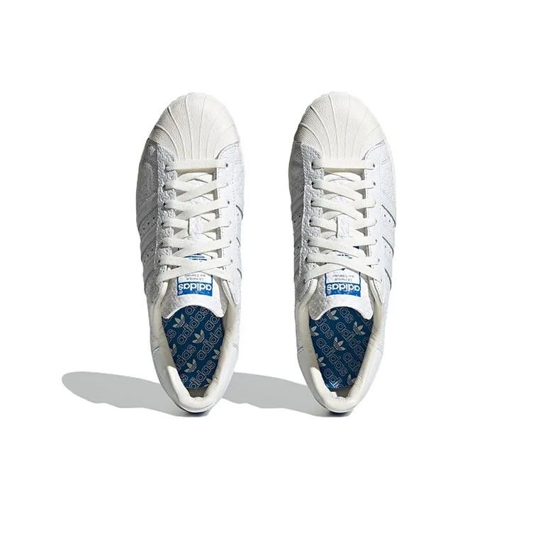 Adidas Superstar 82 Debossed Geometric Print White Blue-4