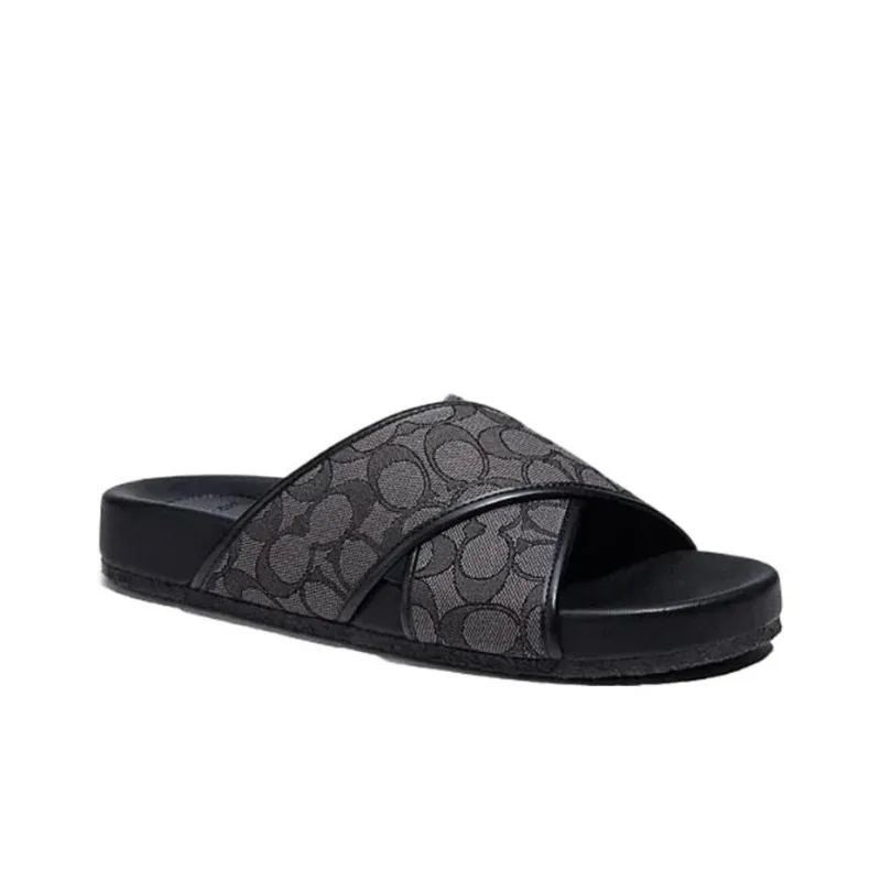 COACH Slide Slippers Men Gray Black-2