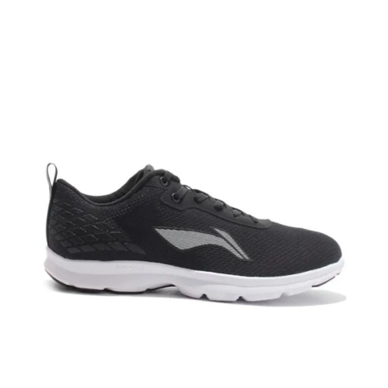 LiNing Abrasion Resistant Breathable Low Top Running Shoes Men's Black White-1