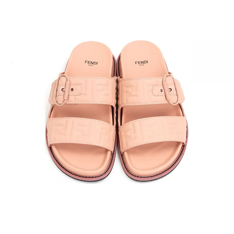 FENDI Rubber Sole Abrasion Resistant Slide Slippers Women's Pink-2