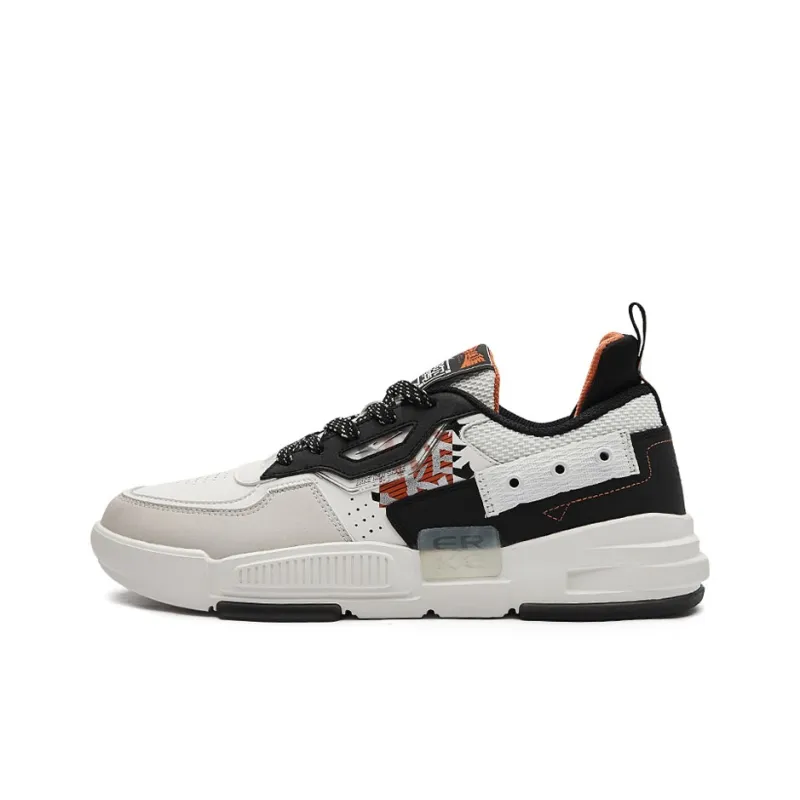 Erke Quirky Playful Anti Slip And Wear Resistant Lightweight Low Top Skateboard Shoes Men's White Black-0