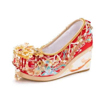 Dance Embroidery Casual Single Shoes Women's Red