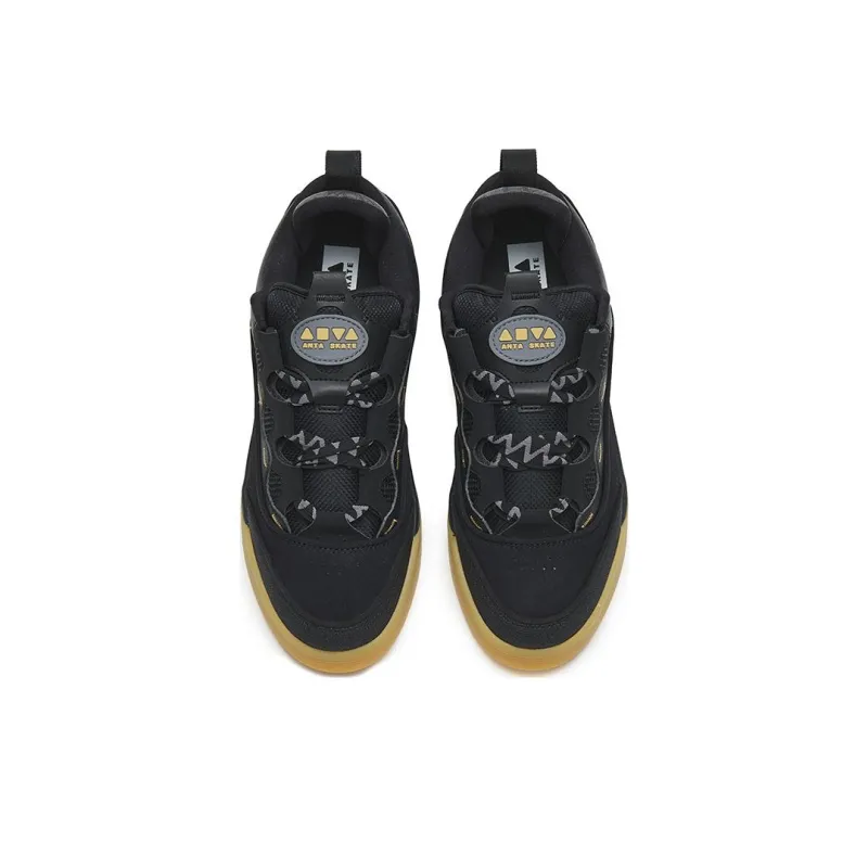 Anta Slip Resistant Cushioning And Breathable Low Top Skateboard Shoes Men's Black-2