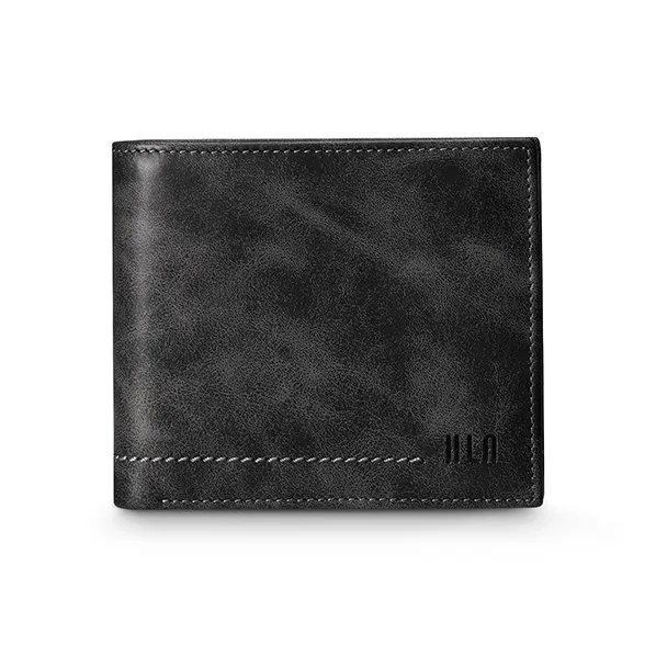HLA Genuine Leather, Cow Leather Cropped Wallet, Wallet, Wallet Men's Gray-3