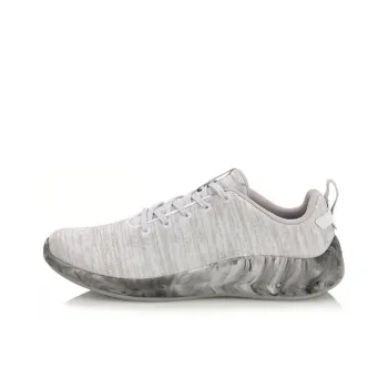LiNing Cushioning, Slip Resistant, Abrasion Resistant, Lightweight, Breathable Low Top Running Shoes Men's White Gray