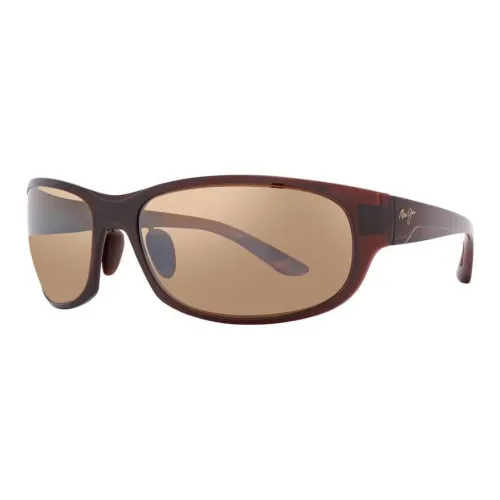 Maui Jim Plastic Oval Sunglasses Unisex Dark Brown