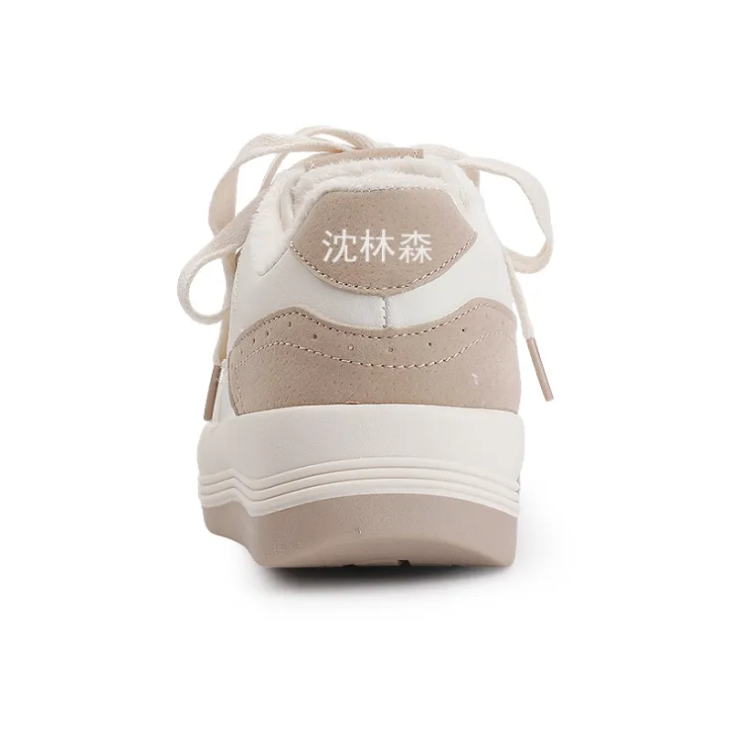 Shen Linsen Anti Slip Wear Resistant Low Top Skateboard Shoes Women's Beige Brown-4