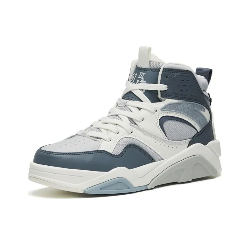 Anta Flame 3 Non slip Lightweight High Top Skateboard Shoes Men's White Blue-1