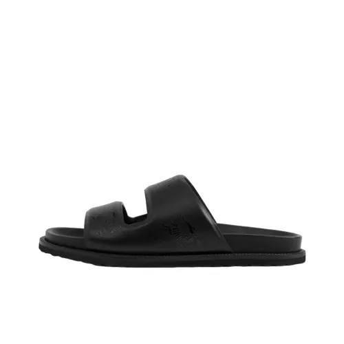 Burberry Embossed EKD Slides Black Leather