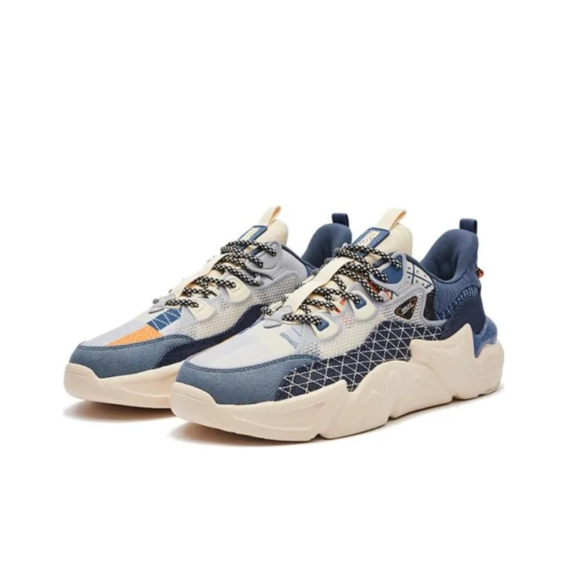 Erke Tidal Wave Anti Slip And Wear Resistant Lightweight Low Top Sports Casual Shoes Men's White Blue-1