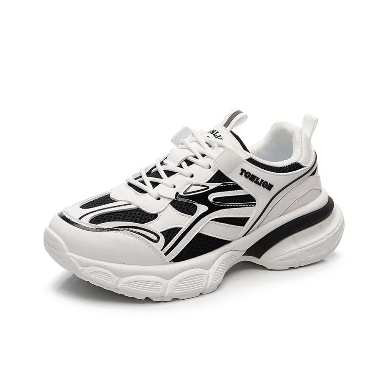 Tonlion Chunky Sneakers Unisex Low Top White Gray/White Blue/Light Beige Gray/Light Beige Black-11