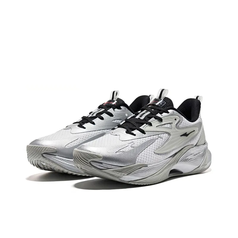 Erke Cushioning Anti Slip And Wear Resistant Low Top Running Shoes Men's Silver Black-1