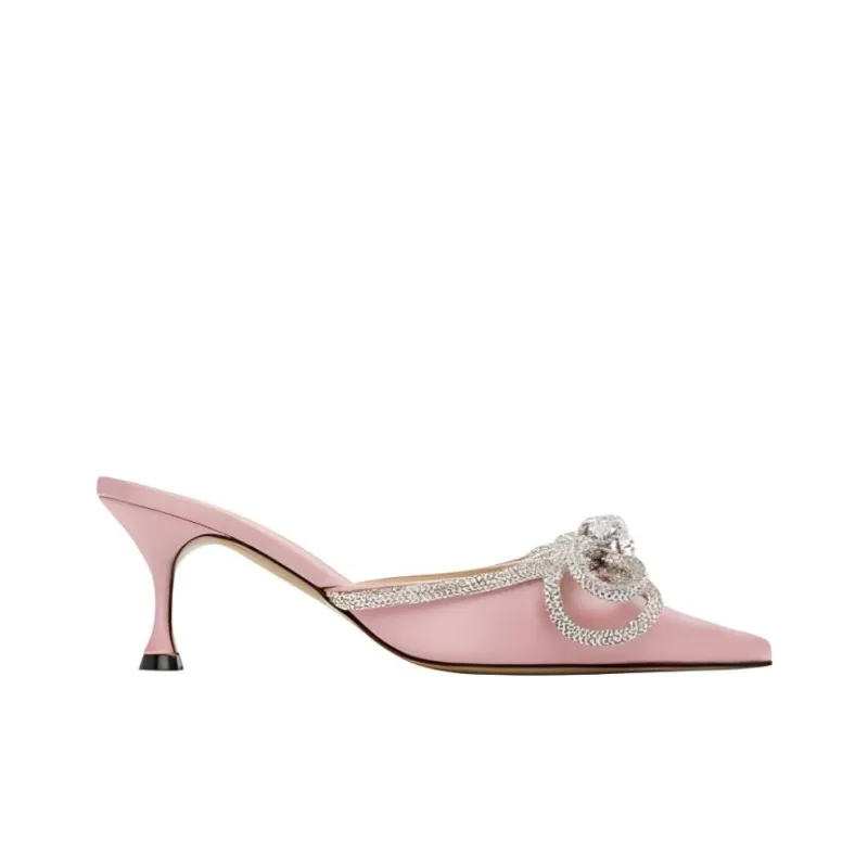 MACH & MACH Doubel Bow Embellished Slip On Mules Women's-1