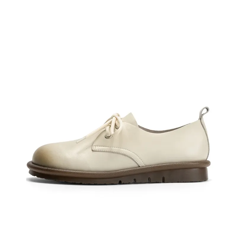Q.VONTON Women's Casual Shoes Women's Low Top Ecru/Khaki-0
