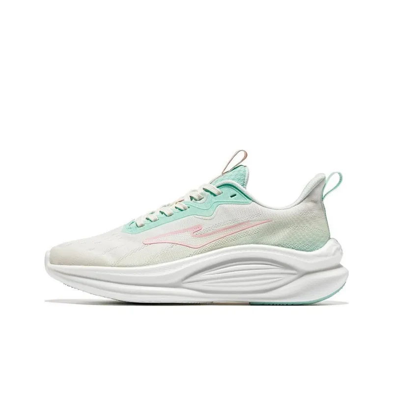 Erke Cushioning Anti Slip And Wear Resistant Low Top Running Shoes Women's White Green Pink-0
