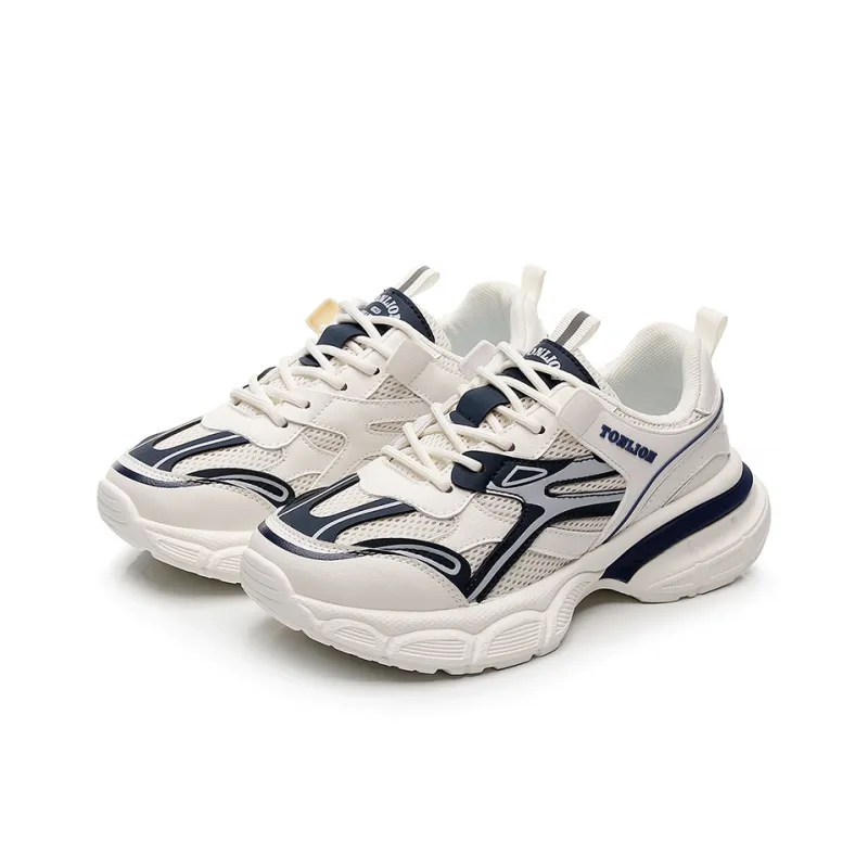 Tonlion Chunky Sneakers Unisex Low Top White Gray/White Blue/Light Beige Gray/Light Beige Black-7