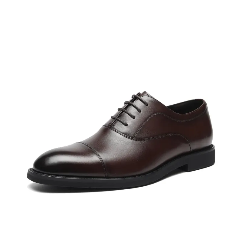 HLA Dress Shoes Men Low Top Black/Brown-0