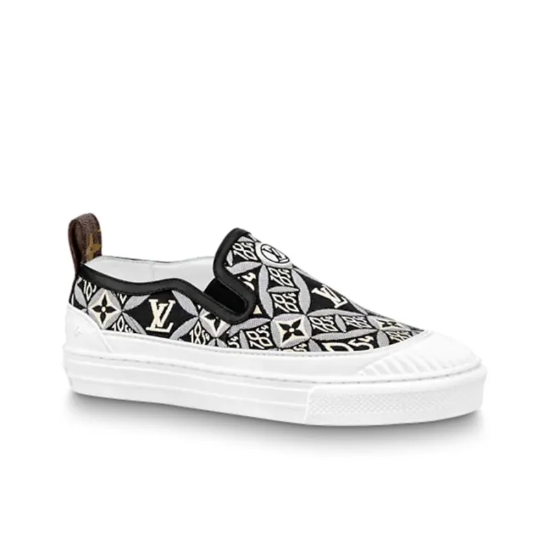 LOUIS VUITTON Playtime Slip On Shoes 'Black White Monogram' Women's-1