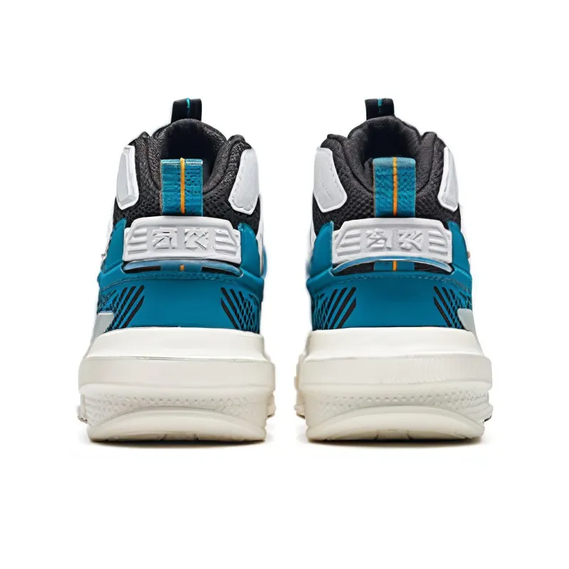 XTEP Surprise Collection Anti Slip Wear Resistant High Top Skateboard Shoes Men's Black White Blue-2