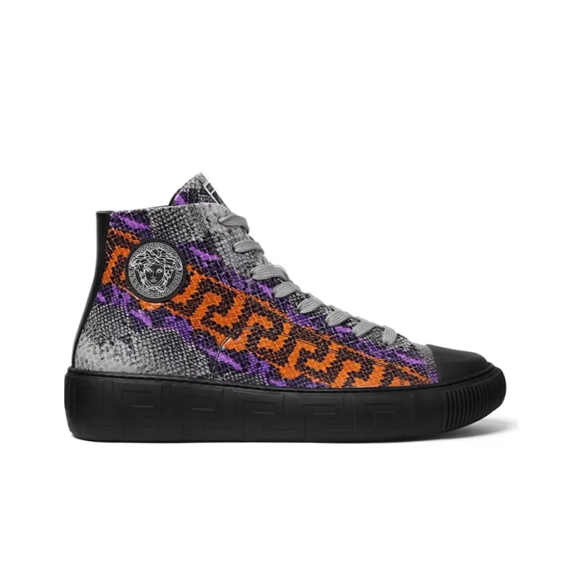 FANSIZHE High Top Stylish Skateboarding Shoes Men's Gray Orange Purple-1
