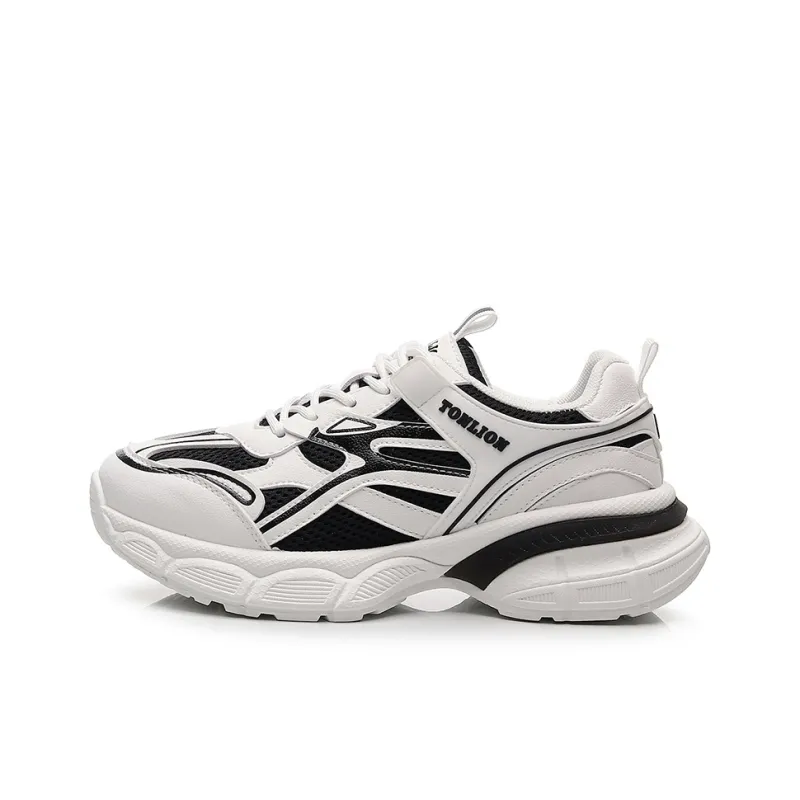 Tonlion Chunky Sneakers Unisex Low Top White Gray/White Blue/Light Beige Gray/Light Beige Black-10