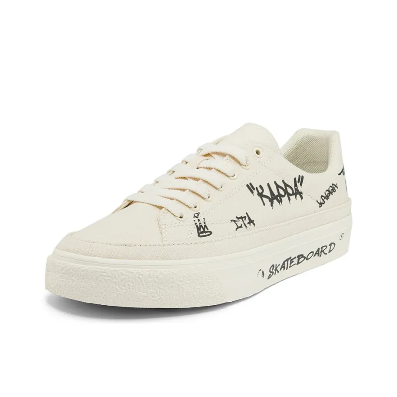 Kappa Wear-Resistant Low-Top Skateboard Shoes Unisex White Black-1