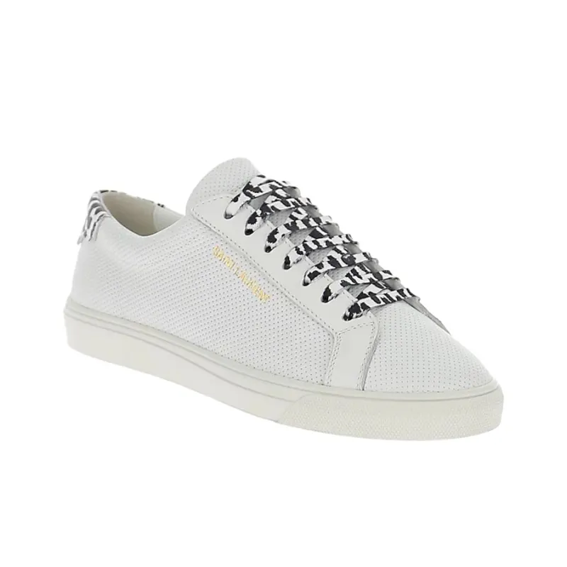 SAINT LAURENT Low Top Stylish Skateboarding Shoes Women's White Black-1