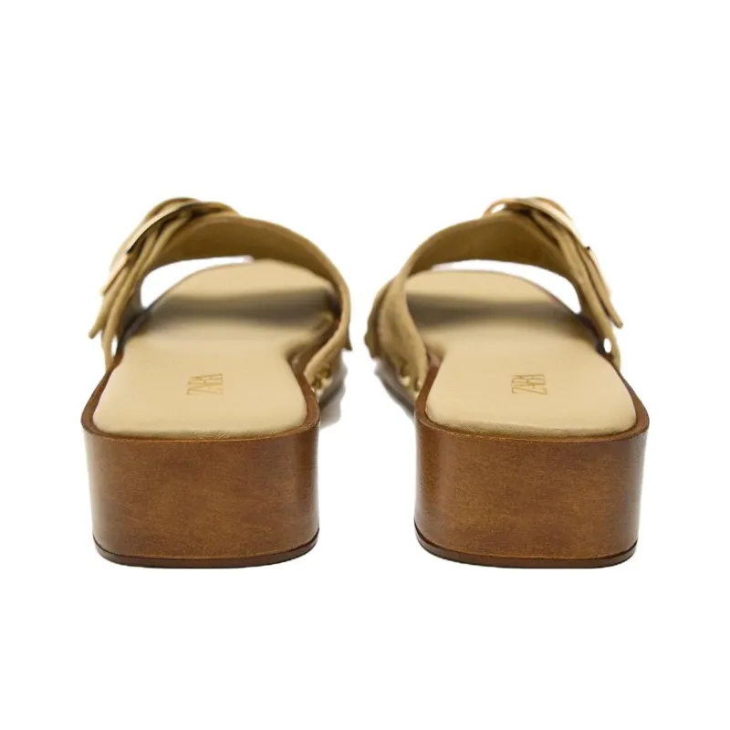 ZARA Slide Slippers Women's Brown-3