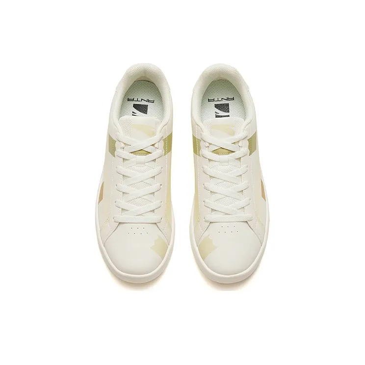 Anta BASIC Anti Slip Wear Resistant Low Top Skateboard Shoes Men's White Yellow-2