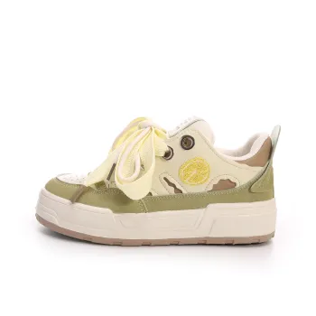 Cob Non-slip Lightweight Low-Top Skateboard Shoes Women's Green Yellow