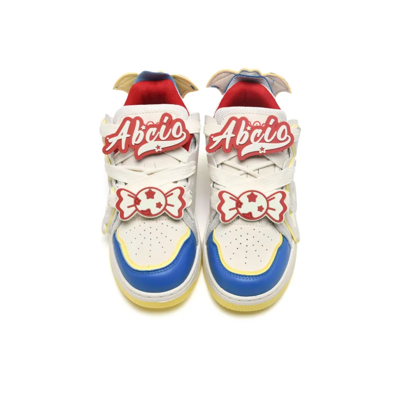 ABCIO Anti Slip Wear Resistant Low Top Skateboard Shoes Women's White Red-63