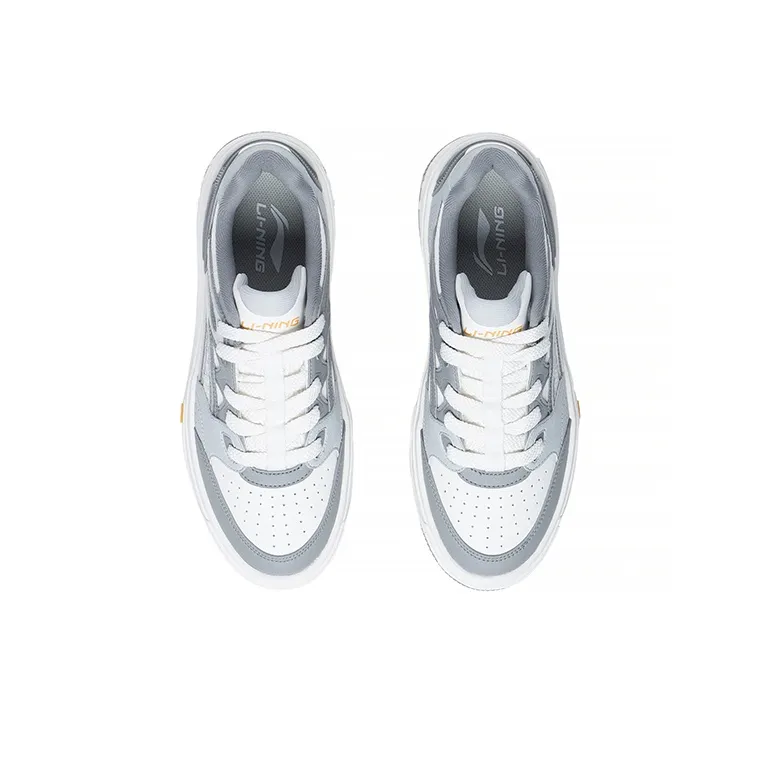 LiNing Floating Slip Resistant Shock Absorbers Low Top Skateboard Shoes Men's Microcrystalline Gray-3