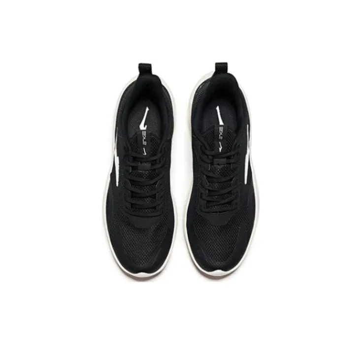 Erke Cushioning Anti Slip And Wear Resistant Lightweight Rebound Low Top Casual Running Shoes Women's Black White-2