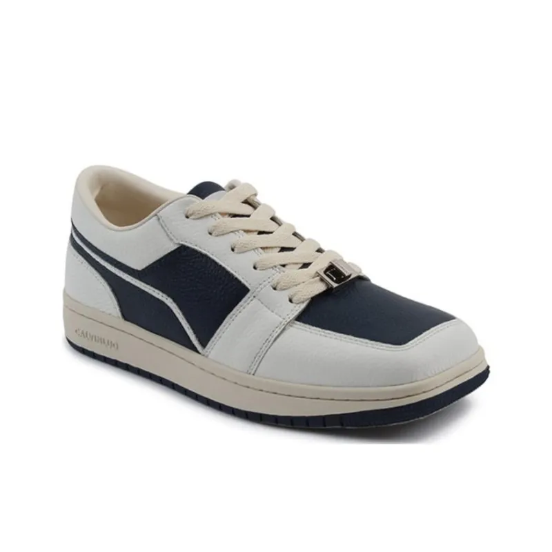 CALVINLUO Low Top Stylish Skateboarding Shoes Unisex Navy Blue-1