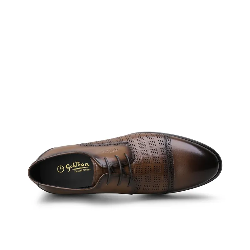 GOLDLION Dress Shoes Men Low Top Black/Brown-7