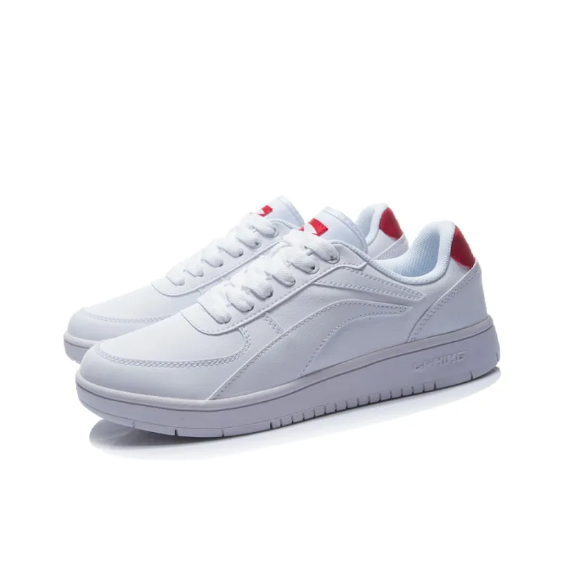 LiNing Wear Resistant Low Top Skateboard Shoes Men's White Red-2