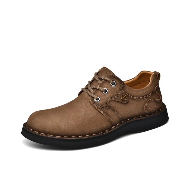 Laoks Men's Casual Shoes Men Low Top Light Brown/Dark Brown/Black-0