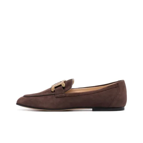 TOD'S Chain-plaque Suede Loafers