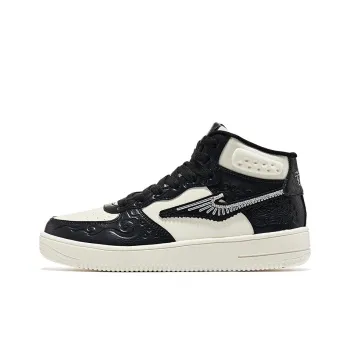 Erke Slip-Resistant Cushioning Wear-Resistant High-Top Skateboard Shoes Men's White Black