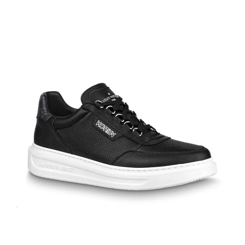 LOUIS VUITTON Beverly Hills Sneakers 'Black With White Logo'-1