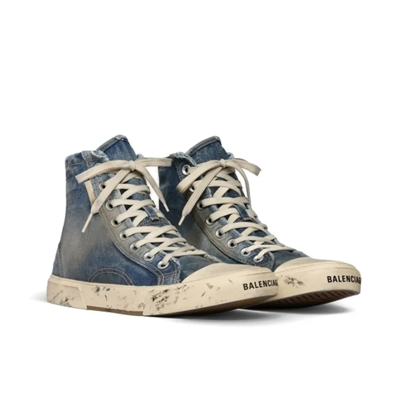 Balenciaga Paris High Top Blue Destroyed Denim-2