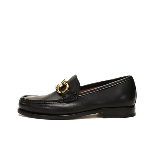 Ferragamo Men's Black Gancini Moccasin