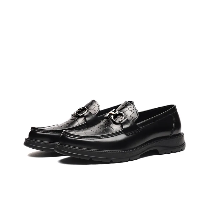 CHARRIOL Metal Accented Slip on Business Commute Dress Shoes For Men's Black-2
