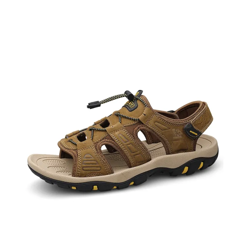 LAORENTOU Beach Sandals Men Black/Dark Brown/Khaki-9