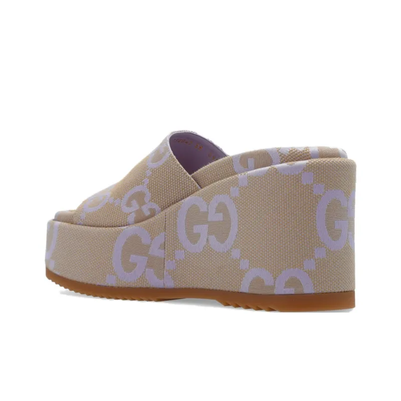 GUCCI Women's Platform Sandal 'Jumbo Gg Beige Lapis' Women's-3