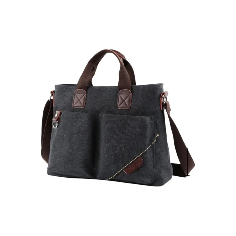 VIHUS Canvas Canvas Bag One Shoulder Handbag Regular Men's Black/Coffee-4