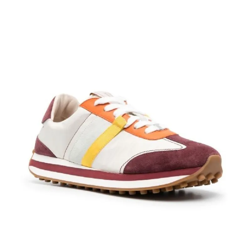 FERRAGAMO Slip Resistant Low Top Casual Shoes Men's White Red Silver-2