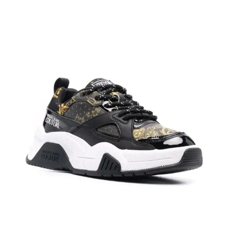 VERSACE JEANS Couture Slip-Resistant Low-Top Sports Casual Shoes Women's Black Yellow-2